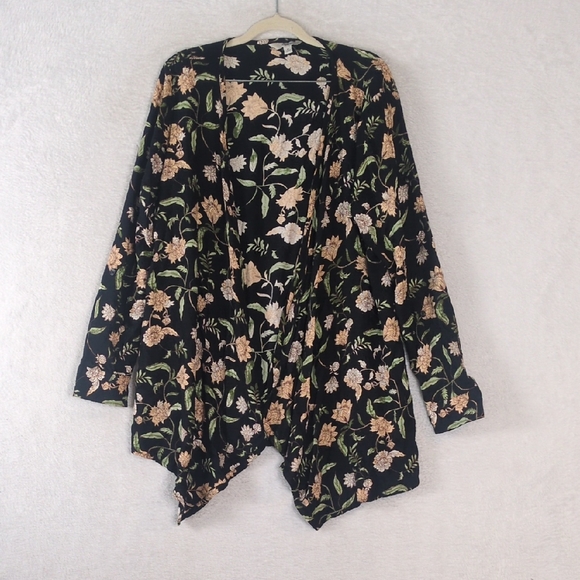 croft & barrow Sweaters - Croft‎ & Barrow Womens Floral Asymmetrical Cardigan Size M